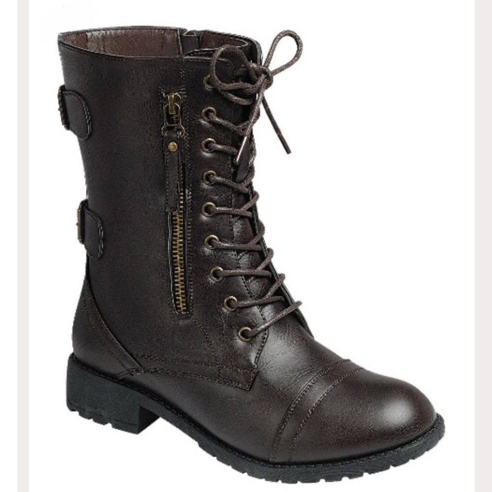 Women’s Brown Combat Lace Up Boots